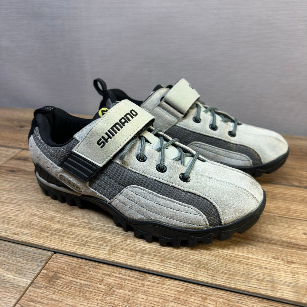 Shimano SPD Cycling Shoes Womens 7.5 Grey Black Suede MTB Commuter Sneaker